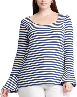 Chaps Plus Size Striped Bell Sleeve Top