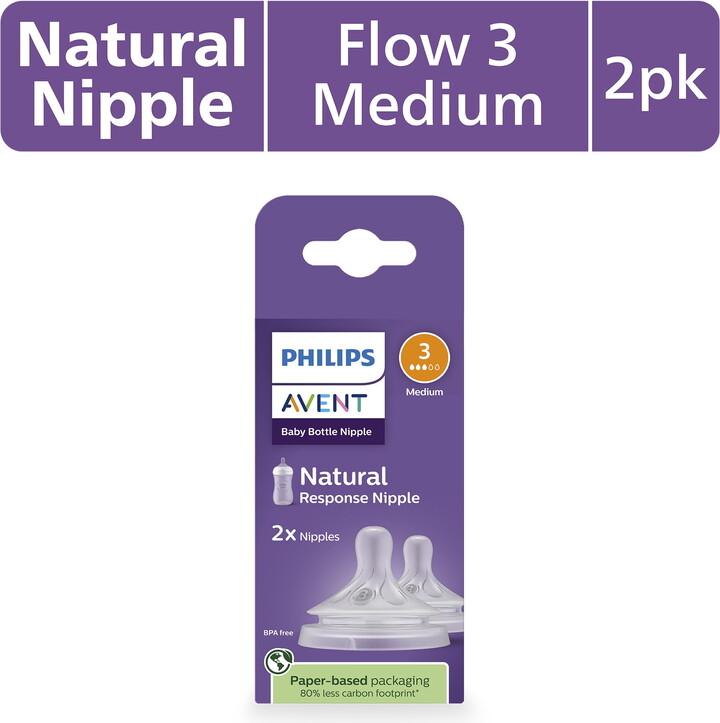 Philips Natural Response Nipples, Medium Flow (Flow 3), 2-Pack, SCY963/02