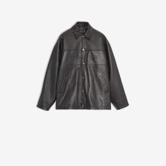 Balenciaga Snapped Jacket in black grained leather