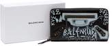 Thumbnail for your product : Balenciaga Classic Graffiti Print Zip Around Leather Wallet - Womens - Black White