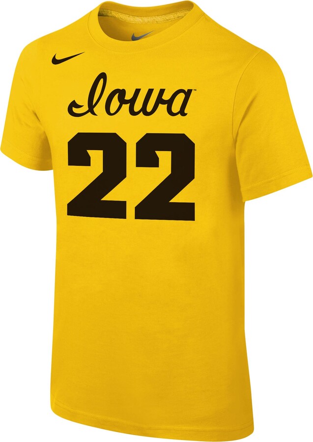 Nike Youth Iowa Hawkeyes Caitlin Clark #22 Gold Cotton Sport T-Shirt, XL, Yellow
