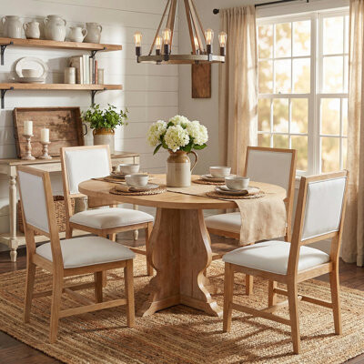George Oliver Curlee 5-Piece Extendable Dining Table Set with Upholstered Chairs
