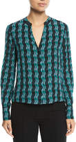 Thumbnail for your product : Diane von Furstenberg Long-Sleeve V-Neck Silk Shirt