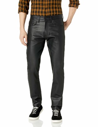 men's black waxed denim jeans