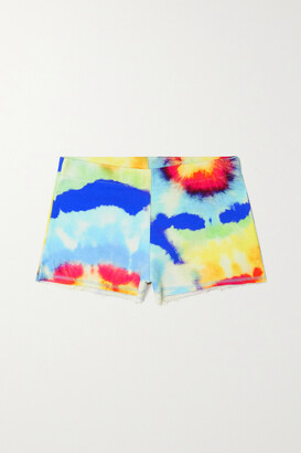 Eywasouls Malibu Lizzy Frayed Tie-dyed Organic Cotton-jersey Shorts