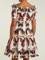 Thumbnail for your product : Dolce & Gabbana Butterfly Print Cotton Poplin Mini Dress - Womens - Brown White