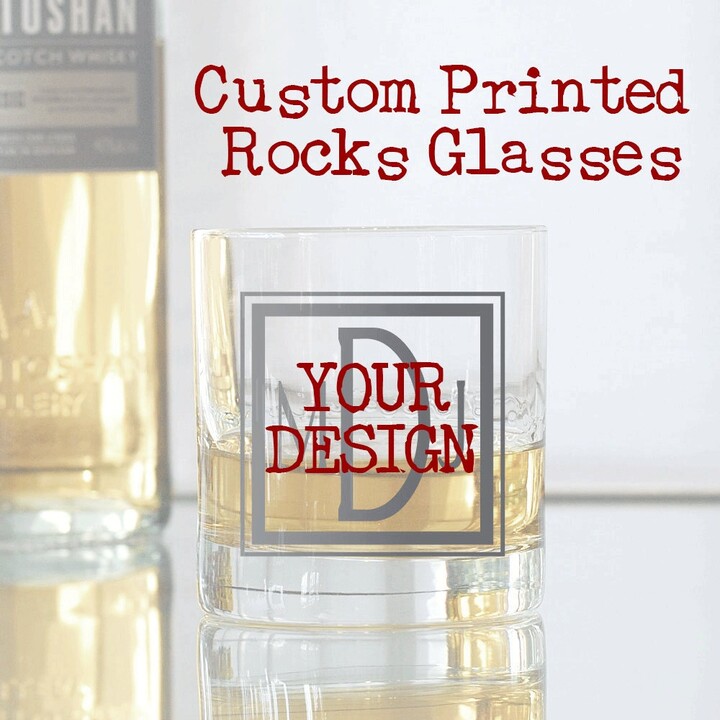 Etsy Custom Printed Rocks Glasses Your Artwork - Set Of 6