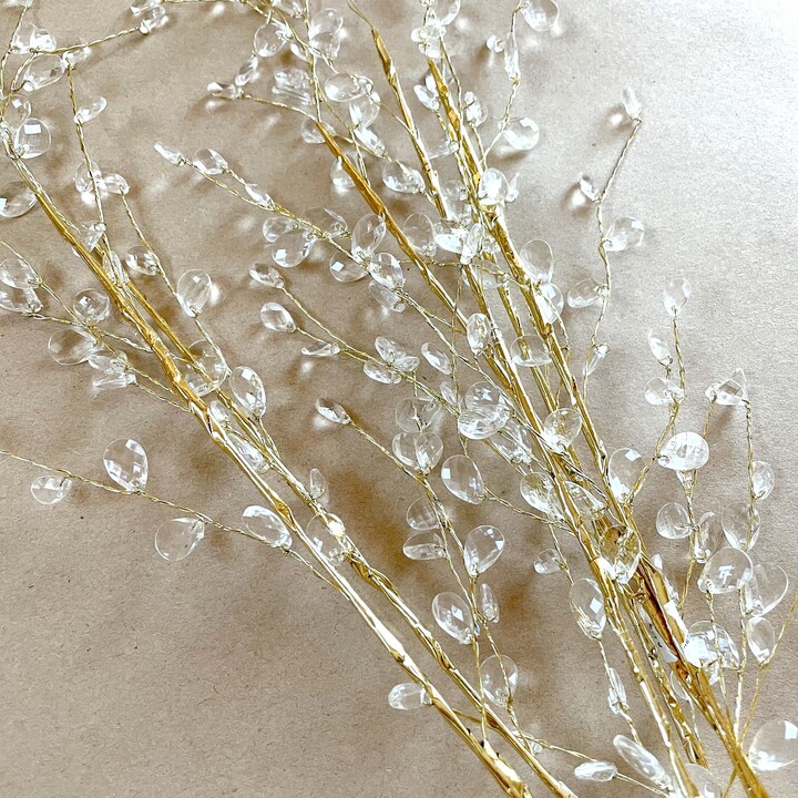 Gold Faceted Crystal Berry Spray - Wedding Floral, Holiday Floral
