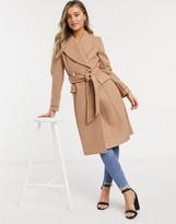 Thumbnail for your product : Forever New long wrap coat in camel