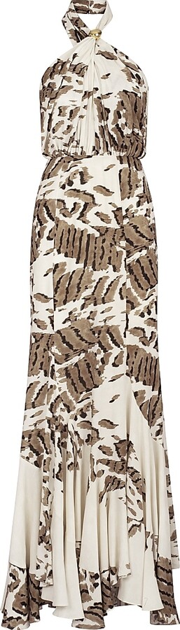 Silvia Tcherassi Women's Raisa Abstract Halterneck Maxi-Dress - Beige Animal Print - Size Small
