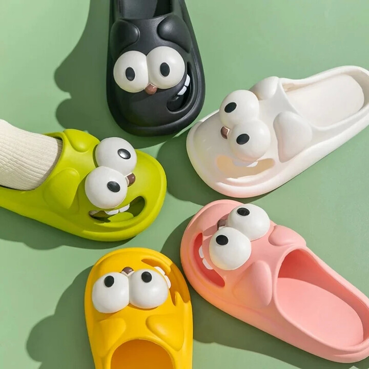HININSEN Tongue Kiss Slippers Big Eye Dog Slippers,Cute Funny Big Eye Dog Fun Cartoon Package Head Eva Slippers For Women