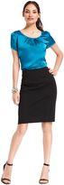 Thumbnail for your product : NY Collection Short-Sleeve Pleated Blouse