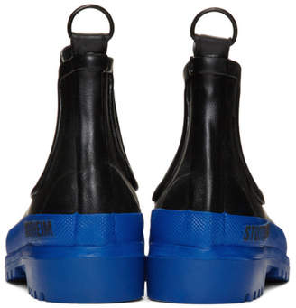 Stutterheim Black and Blue Novesta Edition Rainwalker Chelsea Boots