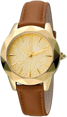 Just Cavalli 35mm Rock Sangallo Leather Watch, Yellow Golden