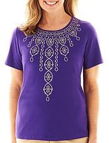 Thumbnail for your product : Alfred Dunner Indochine Short-Sleeve Beaded-Center Top