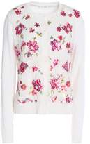 Thumbnail for your product : Oscar de la Renta Embellished Lace-Paneled Wool And Silk-Blend Cardigan