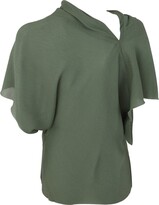 Draped Cowl-Neck Short-Sleeved Top 