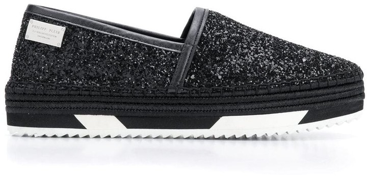 black glitter espadrilles