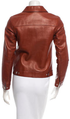 Prada Leather Zip-Up Jacket