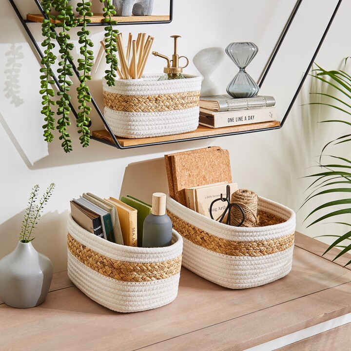 Dunelm Set of 3 Mixed Material Storage Baskets Natural - ShopStyle