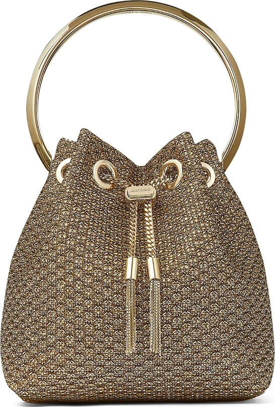 Jimmy Choo Bon Bon Ring Handle Metallic Bucket Bag