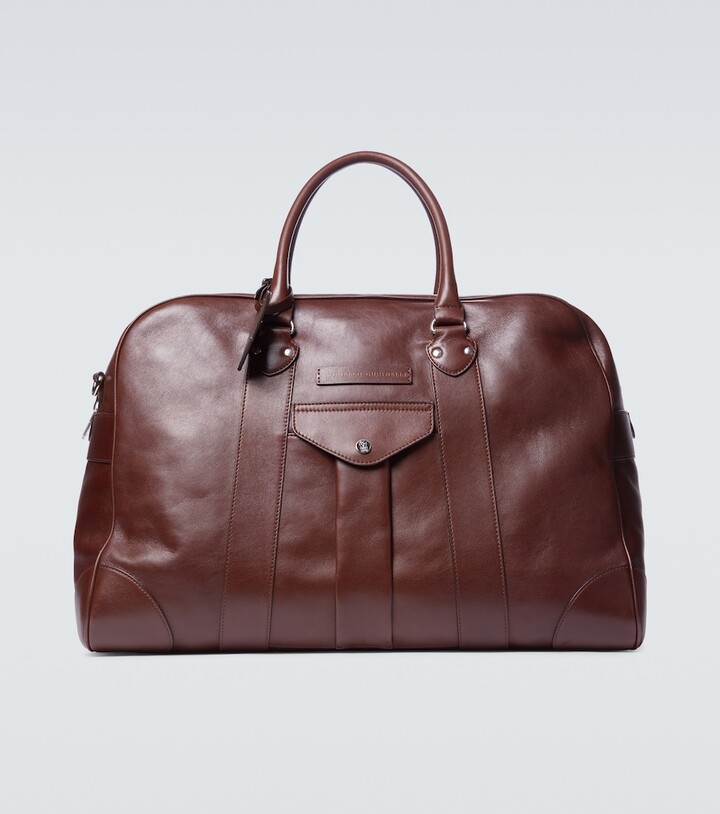 brown leather travel bolsa mens