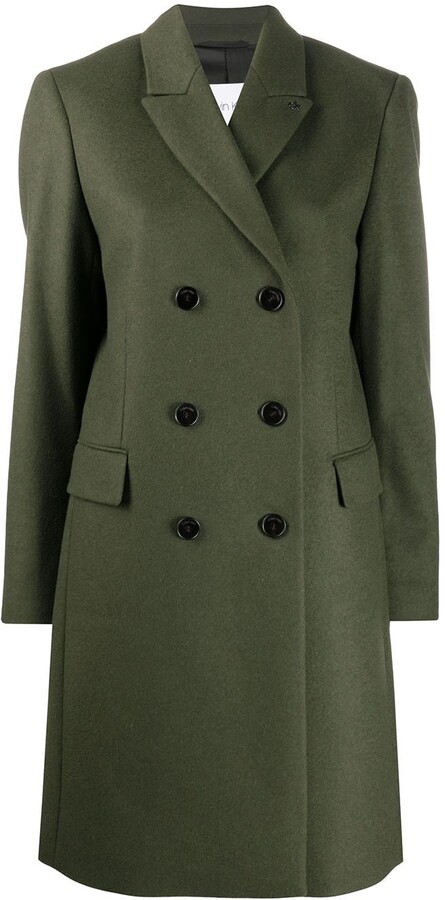 calvin klein green wool coat