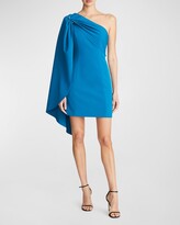 Thumbnail for your product : Halston Malina One-Shoulder Cape-Sleeve Mini Dress