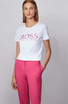 HUGO BOSS Crew-neck T-shirt in cotton with seasonal logo print