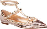 Thumbnail for your product : Valentino Rockstud Caged Sequin Ballerina Flat