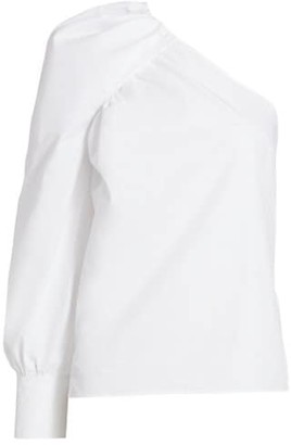 Derek Lam 10 Crosby Elodie One-Shoulder Puff-Sleeve Cotton Shirt