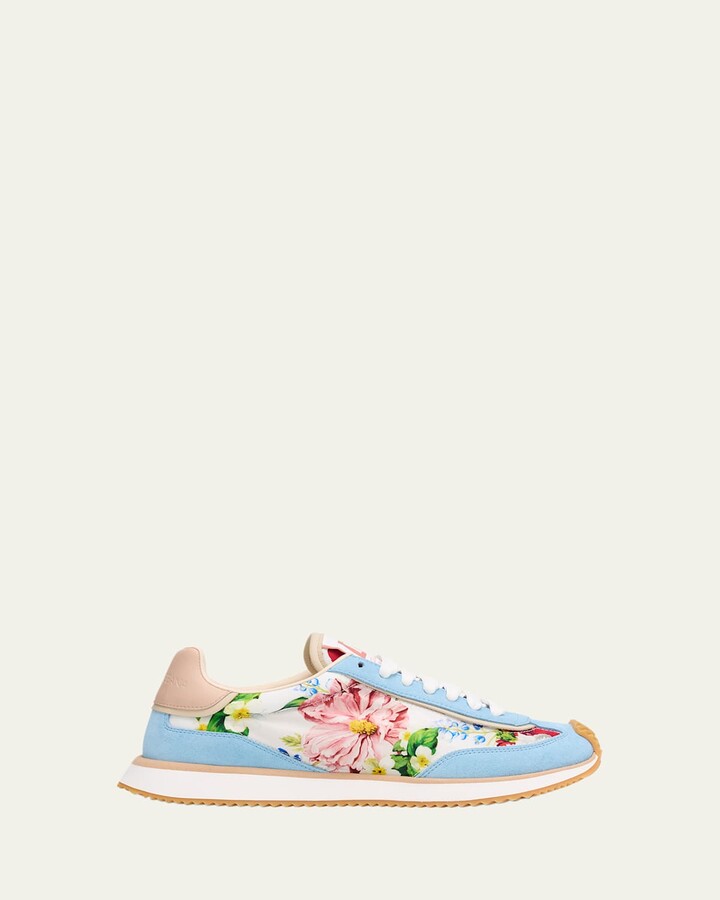 Dolce & Gabbana Aria Floral Nylon and Leather Low-Top Sneakers