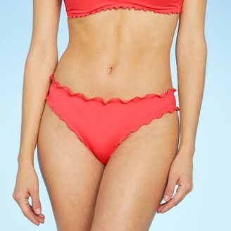 Women's Ruffle Cheeky Bikini Bottom - Shade & Shore™ Coral Red XS -  ShopStyle Panties