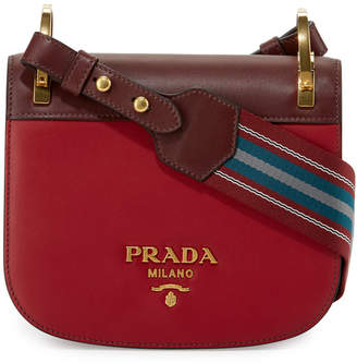 Prada Pionnière Web-Strap Shoulder Bag, Red (Rubino/Granato)