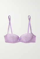 Thumbnail for your product : I.D. Sarrieri Swan Lake Crystal-embellished Satin-trimmed Stretch-tulle Underwired Balconette Bra - Purple