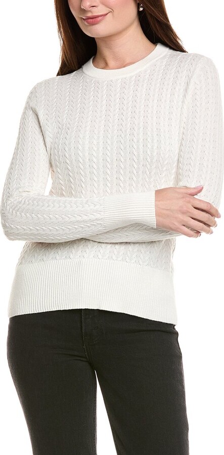Hannah Rose Vertical Cable Cashmere-Blend Pullover