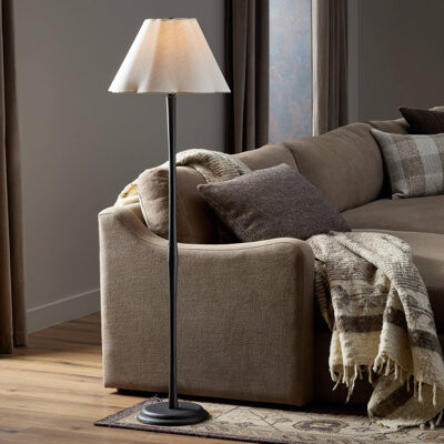 Red Barrel Studio Isabeau Floor Lamp-Cream Slub Linen