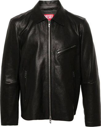 Diesel Leather Jacket L-MET-VERT, , - ShopStyle