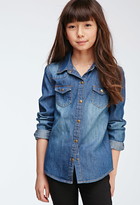 Thumbnail for your product : Forever 21 girls Sanded Denim Western Shirt (Kids)