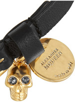 Thumbnail for your product : Alexander McQueen Leather, gold-tone and Swarovski crystal wrap bracelet