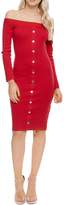 Thumbnail for your product : Jane Norman Red Popper Front Bardot Dress
