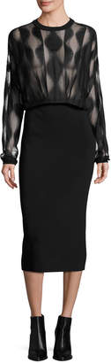 DKNY Long-Sleeve Blouson Combo Dress, Black