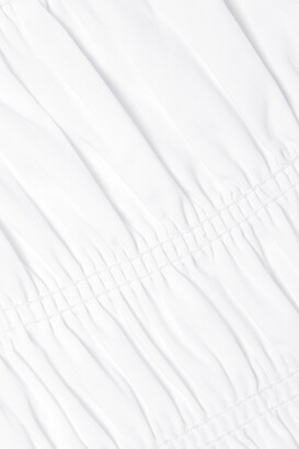 Caroline Constas Delilah Shirred Cotton-blend Poplin Top - White