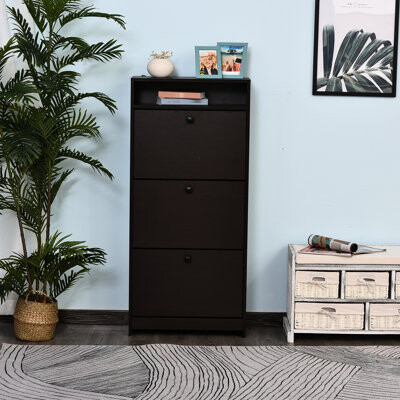 Latitude Run Shoe Cabinet From  3 Fold-out Boxes Toppling Upper Space For Small Objects Container Slots Falling Items On Top Shelf