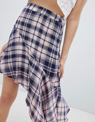 Vero Moda Check Ruffle Hem Skirt