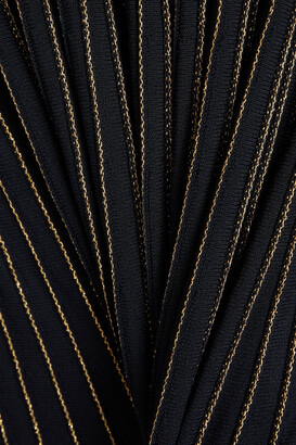 Elie Saab Pleated metallic stretch-knit gown