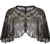 Thumbnail for your product : Central Chic © Vintage Sequin Capelet Beaded Shawl Scarves Wedding Bridal Evening Cape Flapper Gatsby 1920s Christmas Party Shawl Cover Up Sparkly Shawl (Champagne Sequins)