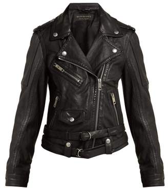 Burberry Leather Biker Jacket - Womens - Black