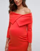 Thumbnail for your product : ASOS Maternity Origami Pleated Bardot Dress In Scuba