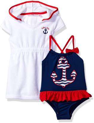 Wippette Little Girls Anchor Swim Beach Terry Dress Cover Up Set